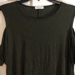 Olive green cold shoulder top